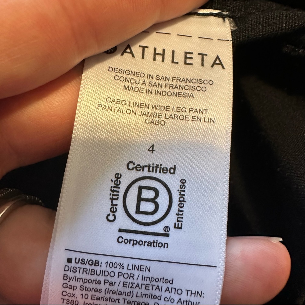 Athleta Cabo Linen Wide Leg Pants Black Womens 4 Minimalist - Picture 6 of 9
